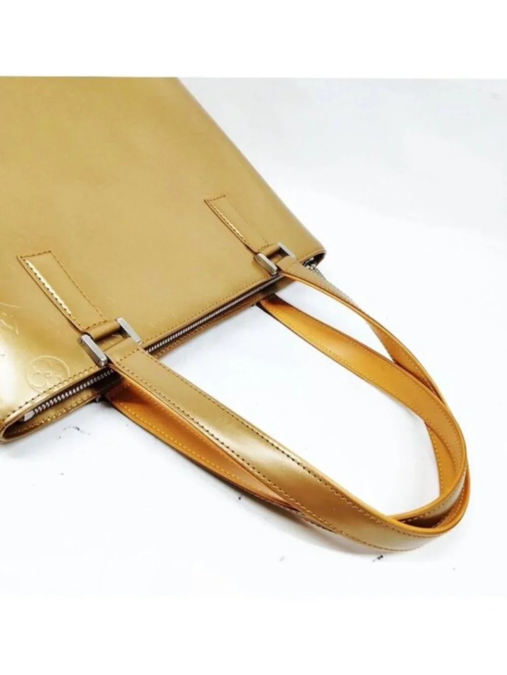 Authentic Louis Vuitton Stockton Monogram Mat Tote Bag Gold Leather Shoulder Bag